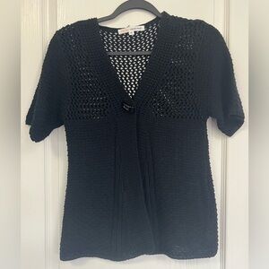 Short-Sleeve Black Knit Cardigan Sweater size M